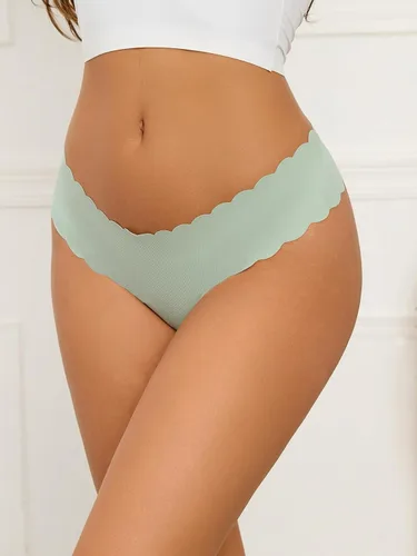 Vista 4 de Aogda Tangas para mujer, ropa interior sin costuras, calzones de tiro bajo