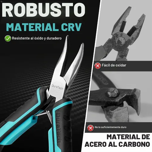 Vista 4 de DURATECH juego de mini alicates, juego de 6 piezas de alicates para joyería, construcción CRV, incluye alicates de punta de aguja, diagonales