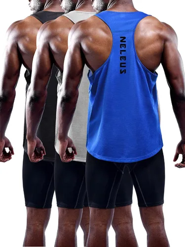 Vista 28 de NELEUS Camiseta sin mangas para hombre para entrenamiento, correr, gimnasio, atlética