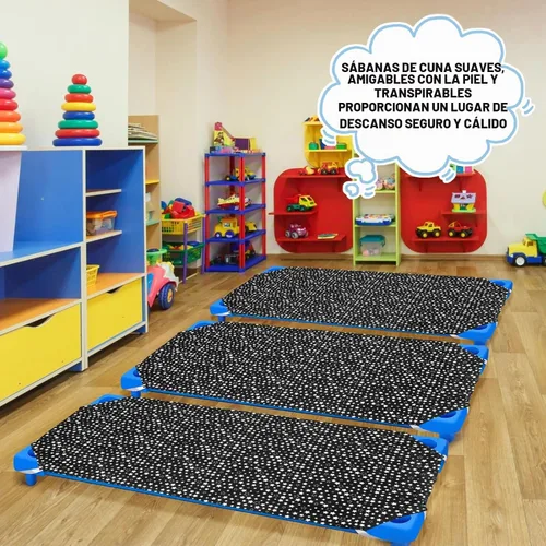 Vista 5 de Peryiter Juego de 6 sábanas para cuna, tamaño estándar de 24 x 51 pulgadas, para tapete de siesta para niños pequeños con bonito patrón y bucles