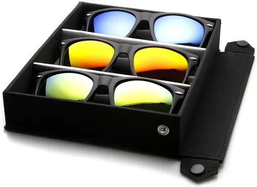Vista 6 de zeroUV Gafas de sol de estilo con borde de cuernos grandes de la lente del color del flash reflexivo mate plano