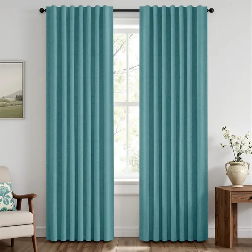Vista 51 de MIULEE Cortinas de lino 100% opacas para dormitorio, marfil sólido, decoración de lujo, aislamiento térmico, cortinas oscurecedoras para sala