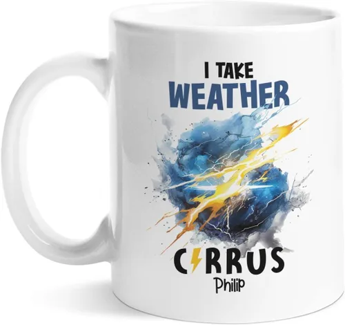 Vista 12 de Taza de café personalizada Storm Chaser con nombre, taza de cerámica de tornado personalizada para meteorólogo, regalos novedosos para amantes