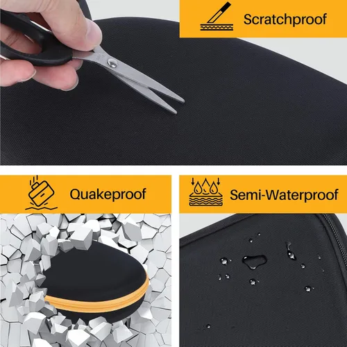 Vista 7 de Lebakort Funda de almacenamiento compatible con auriculares DEWALT resistentes 2 en 1 con banda para el cuello (funda negra)