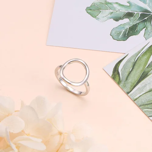 Vista 4 de DAOCHONG Anillo clásico simple de plata de ley, anillo de karma de círculo abierto, promesa, anillo de karma para mujer