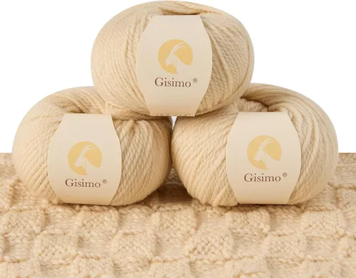 Vista 32 de 100% lana de merino para tejer, 3 capas de lana lujosa y suave para tejer a mano y ganchillo (ámbar, 1 bola)