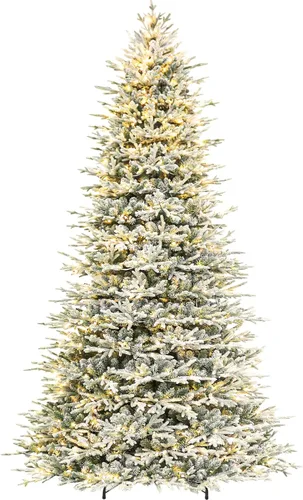 Vista 15 de Hykolity Árbol de Navidad flocado preiluminado de 7.5 pies, 450 luces LED 1592 puntas flocadas mixtas, 450 LED blanco cálido y multicolor, 10 modos