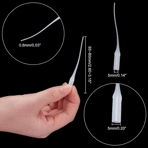 Vista 2 de PH PandaHall Puntas de pegamento, 100 piezas de pegamento de plástico micro puntas extensor blanco aplicador de precisión para modelo de botella