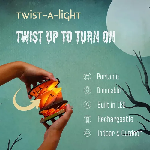 Vista 2 de Regalos de Halloween para mujeres y adultos, luz nocturna recargable, decoraciones de mesa, luces LED de linterna de papel iluminada, linterna