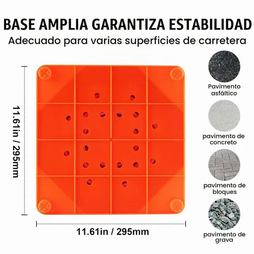 Vista 4 de VEVOR Conos de seguridad, paquete de 4 conos de tráfico plegables de 28 pulgadas, conos de construcción con collares reflectantes, base ancha y una