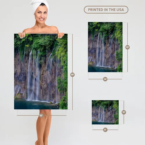 Vista 5 de 3dRose Croatia, Plitvice Lakes National Park, Waterfall 11x12 Wash Cloth for Face and Body