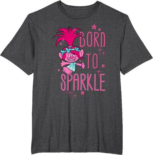 Vista 22 de DreamWorks Trolls Camiseta Born to Sparkle Negro