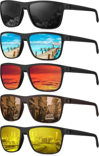 Vista 13 de KALIYADI Gafas de sol polarizadas para hombre, gafas de sol clásicas para conducir, pescar, golf con protección UV400