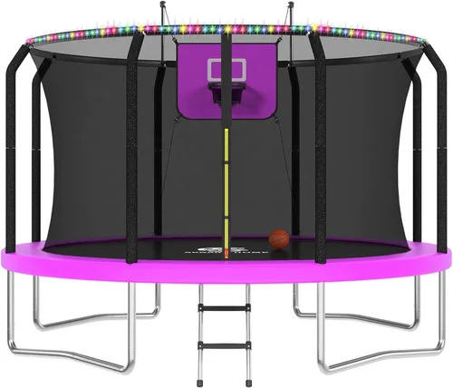 Vista 10 de Outdoor Trampoline with Net for Kids 10FT 12FT 14FT 15FT 16FT Negro