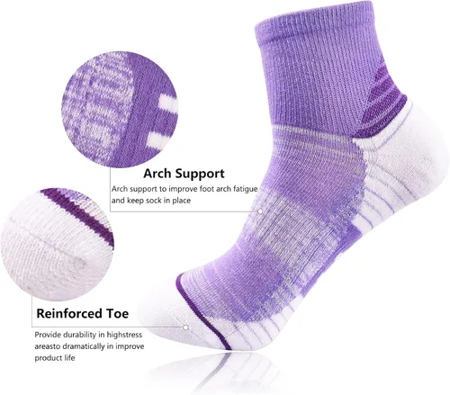 Vista 3 de JWMEET Calcetines atléticos para mujer calcetines acolchados para correr senderismo rendimiento de algodón paquete de 6