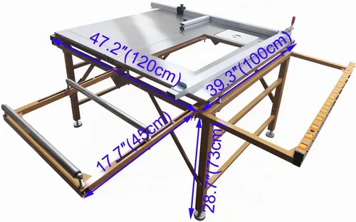 Vista 5 de Sierra de mesa con soporte para cortar madera con altura de hoja ajustable para fabricación de muebles, carpintería plegada y corte diagonal de 45°