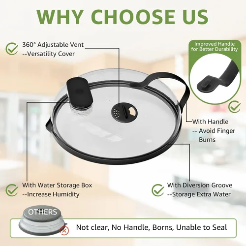 Vista 8 de Cubierta contra salpicaduras de microondas con vaporizador de agua para alimentos, protector de salpicaduras de microondas de vapor de 10 pulgadas