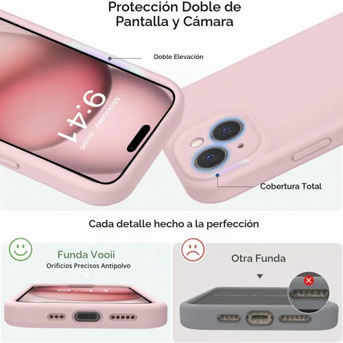 Vista 3 de Vooii Funda compatible con iPhone 15 Plus, silicona líquida mejorada [protección mejorada de la cámara] [forro de microfibra suave antiarañazos]