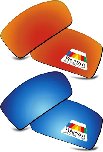 Vista 8 de Bwake Lentes de repuesto para gafas de sol Oakley Gibston OO9449 POLARIZADAS Negro + Azul + Rojo Fuego