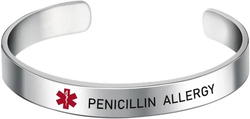 Vista 15 de LoEnMe Jewelry Pulseras de alerta médica personalizadas para hombres y mujeres, personalizable, grabado gratuito, acero inoxidable, pulsera