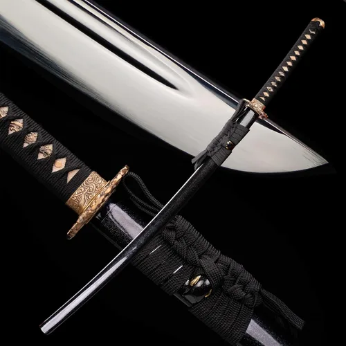 Vista 6 de 41-Inch Handmade Katana Collectible, Full Tang Clay-Tempered Spring Steel, Traditional Japanese-Inspired Display for Adults