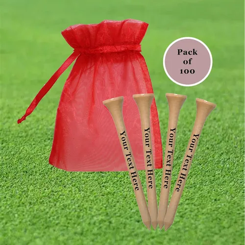Vista 2 de 100 camisetas de golf de madera natural personalizadas de 2 3/4 pulgadas • Sube tu propio texto
