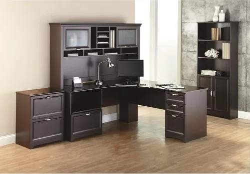 Vista 4 de Realspace® Magellan Performance - Escritorio esquinero en forma de L de 71 pulgadas de ancho, color espresso