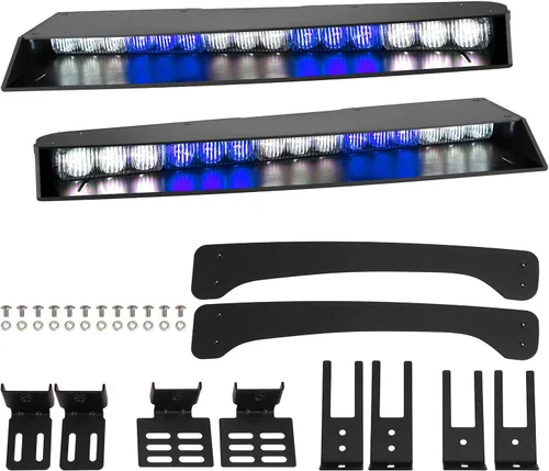 Vista 10 de ASPL Barra de luces para visera de 2 a 15 LED, 29 patrones de destello, interior superior de parabrisas, montaje dividido, luz estroboscópica