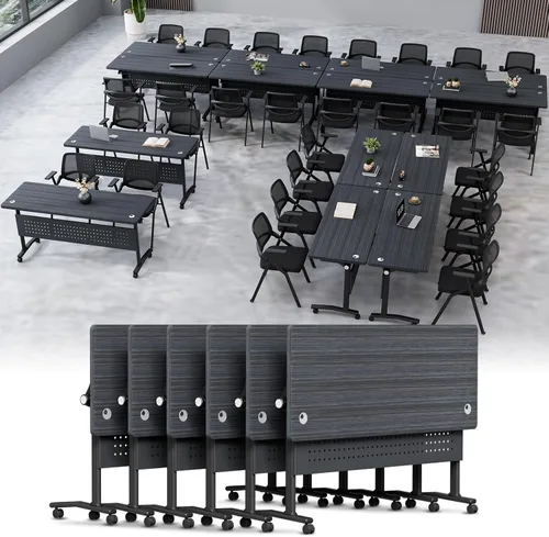 Vista 24 de Mesa de conferencias plegable, mesa de sala de conferencias con ruedas, mesa de conferencias plegable modular, mesas de reuniones de entrenamiento