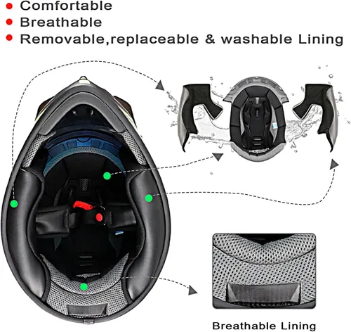 Vista 4 de Cascos de Dirt Bike ATV MX Motocross Cascos de Cuatro Ruedas para Adultos Cascos de Motocicleta Deportivos Duales Todoterreno para Hombres Mujeres