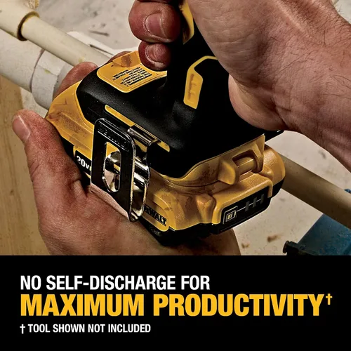 Vista 7 de DEWALT Batería de iones de litio de 20 V máximo, 2 Ah y 4 Ah, paquete de 4, indicadores de carga LED de indicador de combustible (DCB324-4)