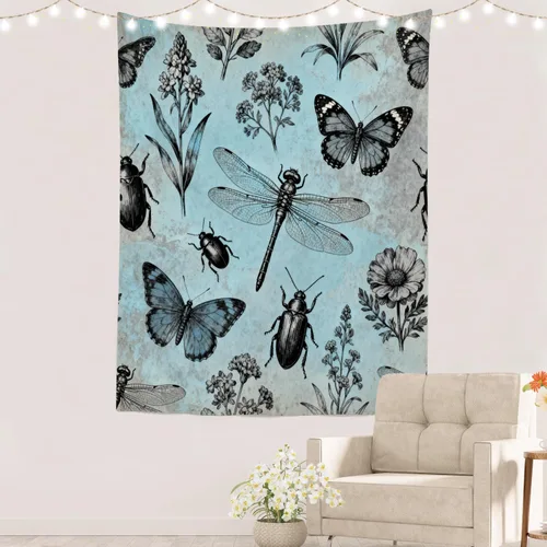 Vista 49 de Batmerry Peaceful Retreat Beautiful Landscape Polyester Tapestry, Blooming Garden Setting Lightweight Wall Hanging High-Definition Print Backdrop
