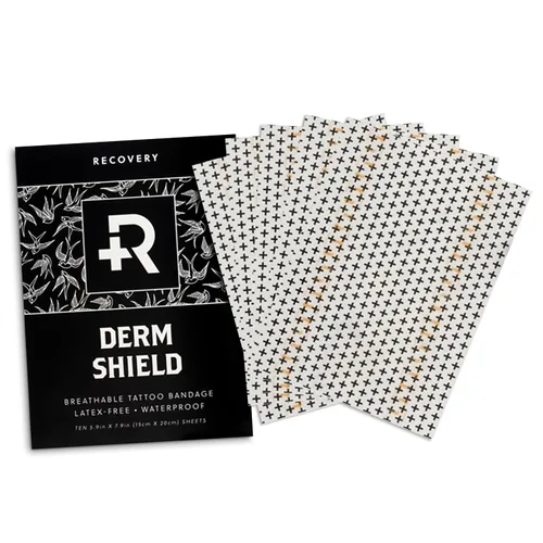 Vista 6 de Recovery Aftercare Derm Shield - Vendaje adhesivo transparente e impermeable para tatuajes, 4 x 4 pulgadas, paquete de 10