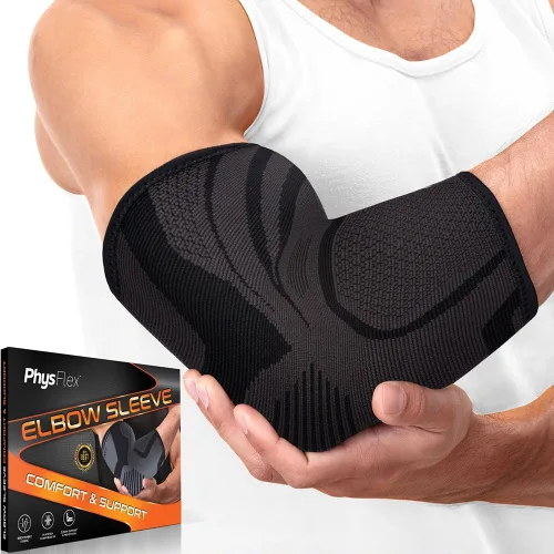 Vista 10 de PhysFlex - Paquete de 2 coderas de codo para alivio del dolor de codo de tenista y golfista - Manga de compresión de codo para levantamiento