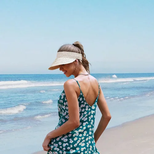 Vista 2 de Sombreros de paja para mujer sombreros de visera para mujer sombreros de playa para mujer sombrero de paja para mujer sombrero de paja para mujer