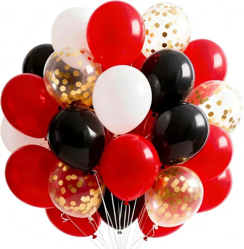 Vista 22 de PartyWoo Globos negros y dorados, 66 globos de 12 pulgadas color negro mate cromado metálico dorado para graduación, baby shower, cumpleaños, Año