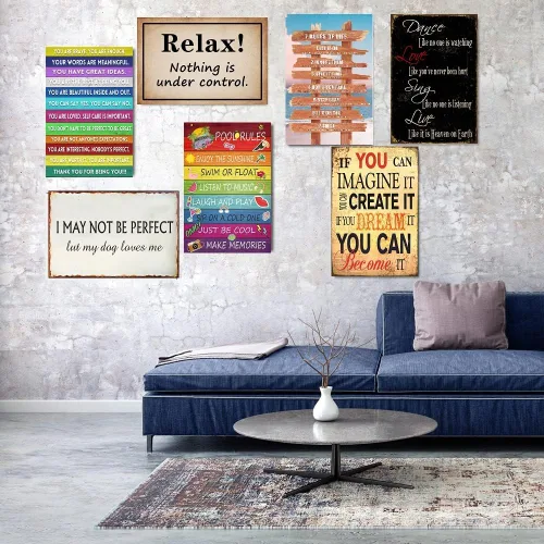 Vista 6 de Letrero motivacional de metal positivo, decoración de pared de salud mental, Thank you for being you, regalo de aliento para niños, adolescentes