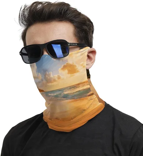 Vista 2 de Beach Face Scarf Cover Ear Loop Hole,Outdoors Face Mask for Women Men Sports Yoga Running Hiking Ski Snowboard,Cooling Neck Shield Scarf Cycling