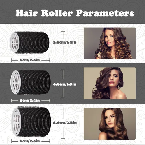 Vista 3 de Juego de rodillos de cabello 18 piezas, rodillos de cabello con pinzas y peine, rizadores de peluquería, estilos DIY, Sungenol 3 tamaños de rodillos
