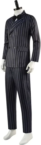 Vista 3 de Gionli Gomez Addams - Disfraz de Gomez Addams para hombre, traje familiar, disfraz de Halloween, cosplay, fiesta, abrigo y pantalones