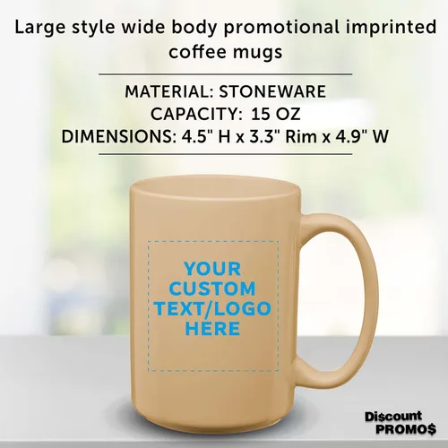 Vista 4 de DISCOUNT PROMOS Tazas de café de cerámica grandes personalizadas de 15 onzas, juego de 10/50/100, paquete personalizado a granel, perfecto