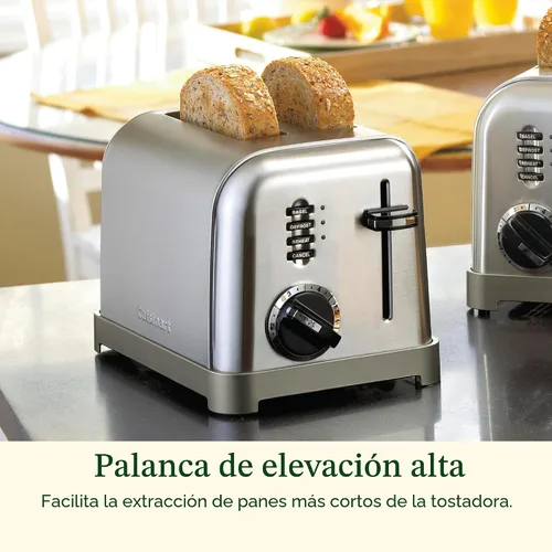 Vista 4 de Cuisinart CPT-160 Tostadora clásica de metal de 2 rebanadas, acero inoxidable cepillado