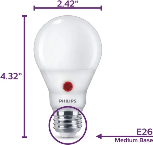 Vista 3 de Philips LED 466599 - Bombilla LED (60 W, equivalente del atardecer al amanecer, A19)