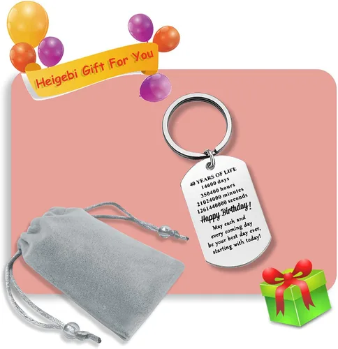 Vista 2 de Llavero de feliz cumpleaños de 40 años, para mujeres y hombres, regalos de feliz cumpleaños para él, regalo de cumpleaños, idea de recuerdo, mamá
