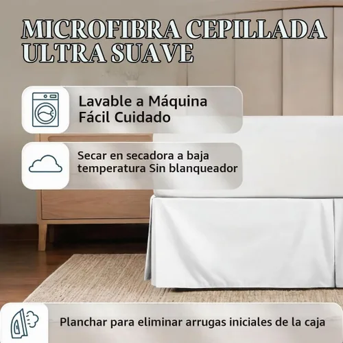 Vista 4 de Falda de cama Linen Market - Microfibra ultra suave - Ajuste fácil con caída a medida de 14 pulgadas - Calidad de hotel, resistente al encogimiento