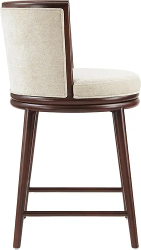 Vista 10 de Manhattan Comfort Taburete tapizado de madera moderno Evalyn Crema