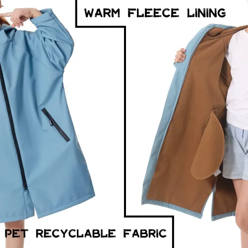 Vista 3 de Hiturbo Parka de natación impermeable para niños abrigo de natación resistente al viento, forro polar fino, chaqueta de nadador de gran