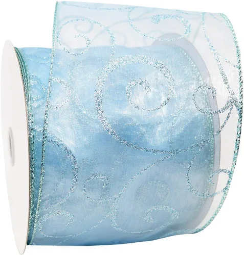Vista 11 de Morex Ribbon Cintas transparentes con purpurina con espiral, cinta navideña para manualidades y decoraciones de Navidad, envoltura de regalos, 1.5