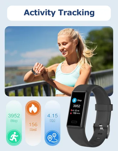 Vista 5 de Cloudpoem Rastreador de actividad física, relojes de fitness para hombres y mujeres con monitor de frecuencia cardíaca 24/7, rastreador de sueño