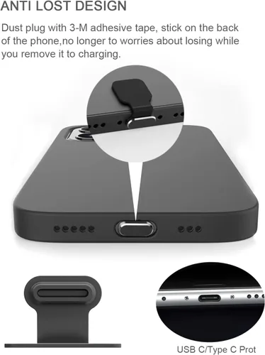 Vista 4 de Enchufe antipolvo USB C, para teléfonos con puerto de carga USB tipo C, kit de tapa antipolvo USB C con malla de altavoz y accesorios de montaje